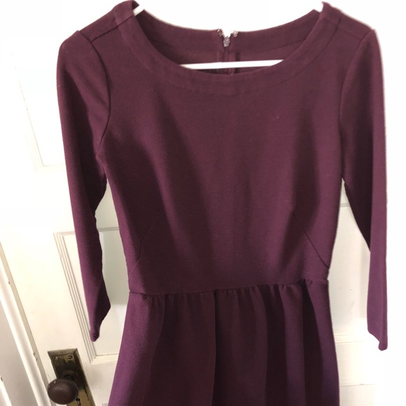 LOFT Burgundy Skater Dress, Size 0 Regular - Picture 4 of 5